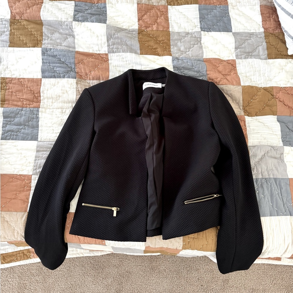 Calvin Klein short women's textured blazer with gold accents size S